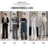 Thickened wide-leg pants for women 2024 autumn new style high-waisted, sagging, loose straight-leg pants, casual and laid-back, made of glutinous rice knit details Picture